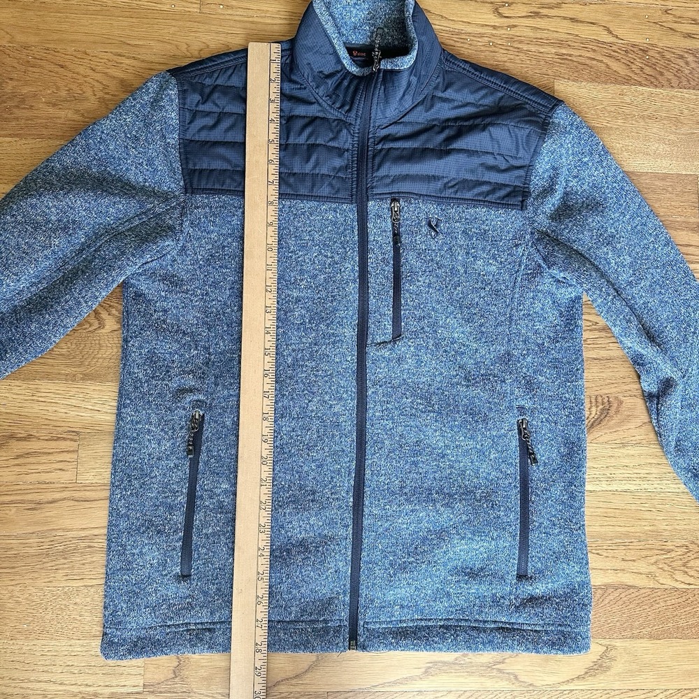 Stoic Sweater Fleece Jacket Mens Large Blue Quilted Yoke Full Zip Outdoor warm - Picture 7 of 11